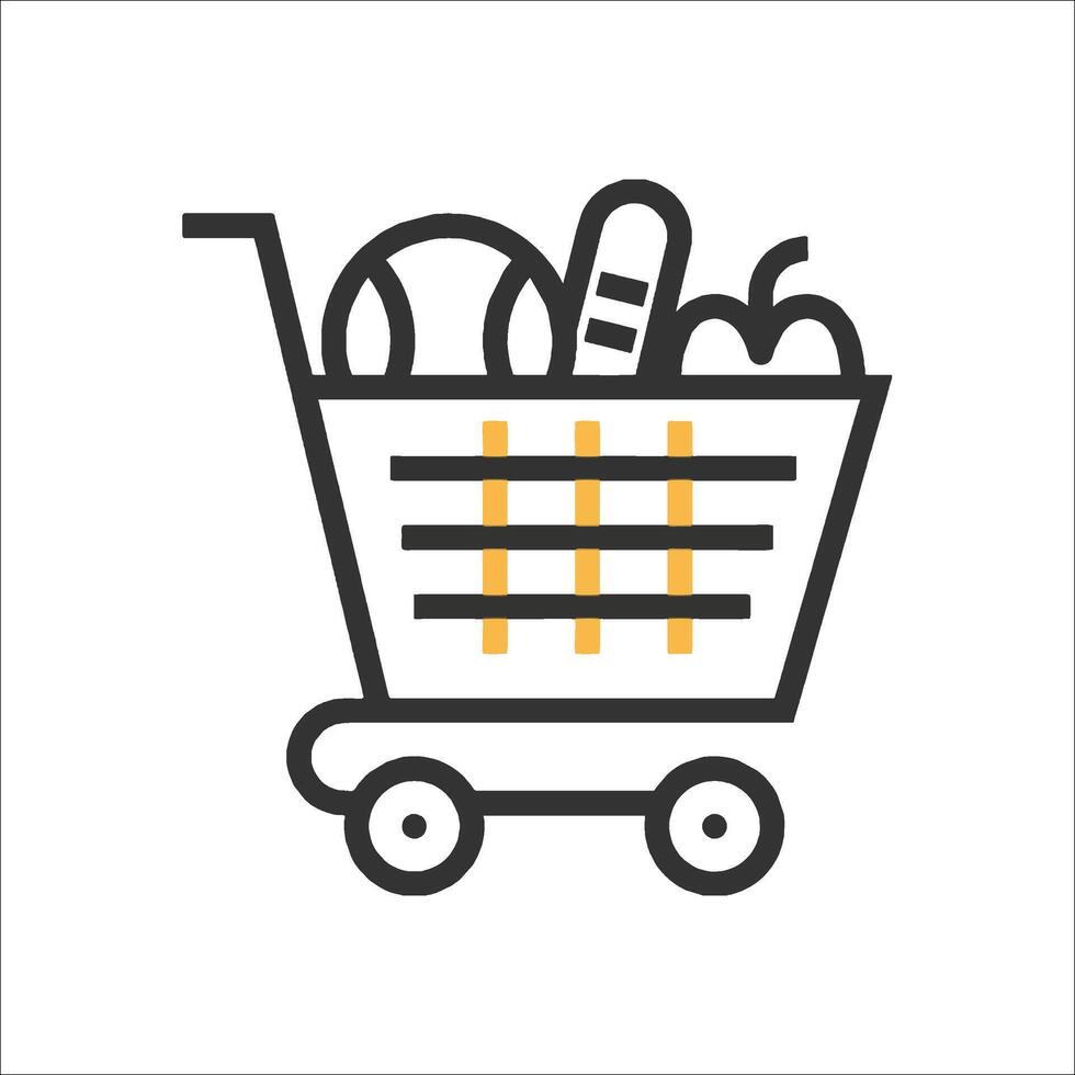 Shopping cart icon with fruit and vegetables vector