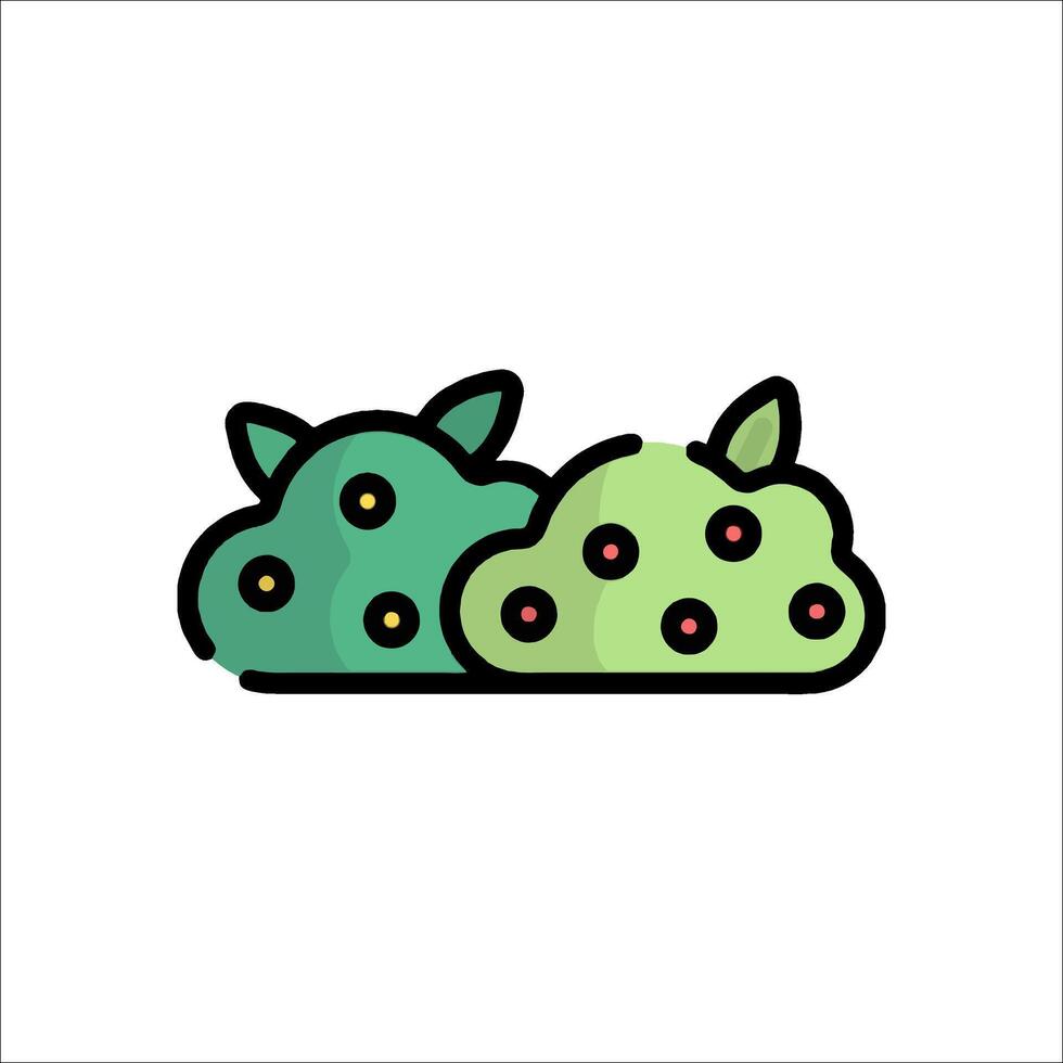A green and red cloud with leaves on it vector