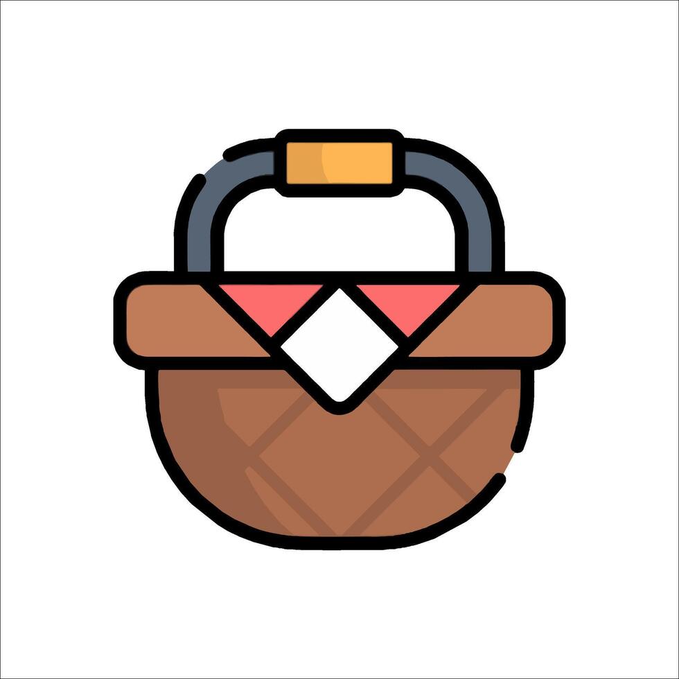 A basket with a red and white cloth inside vector