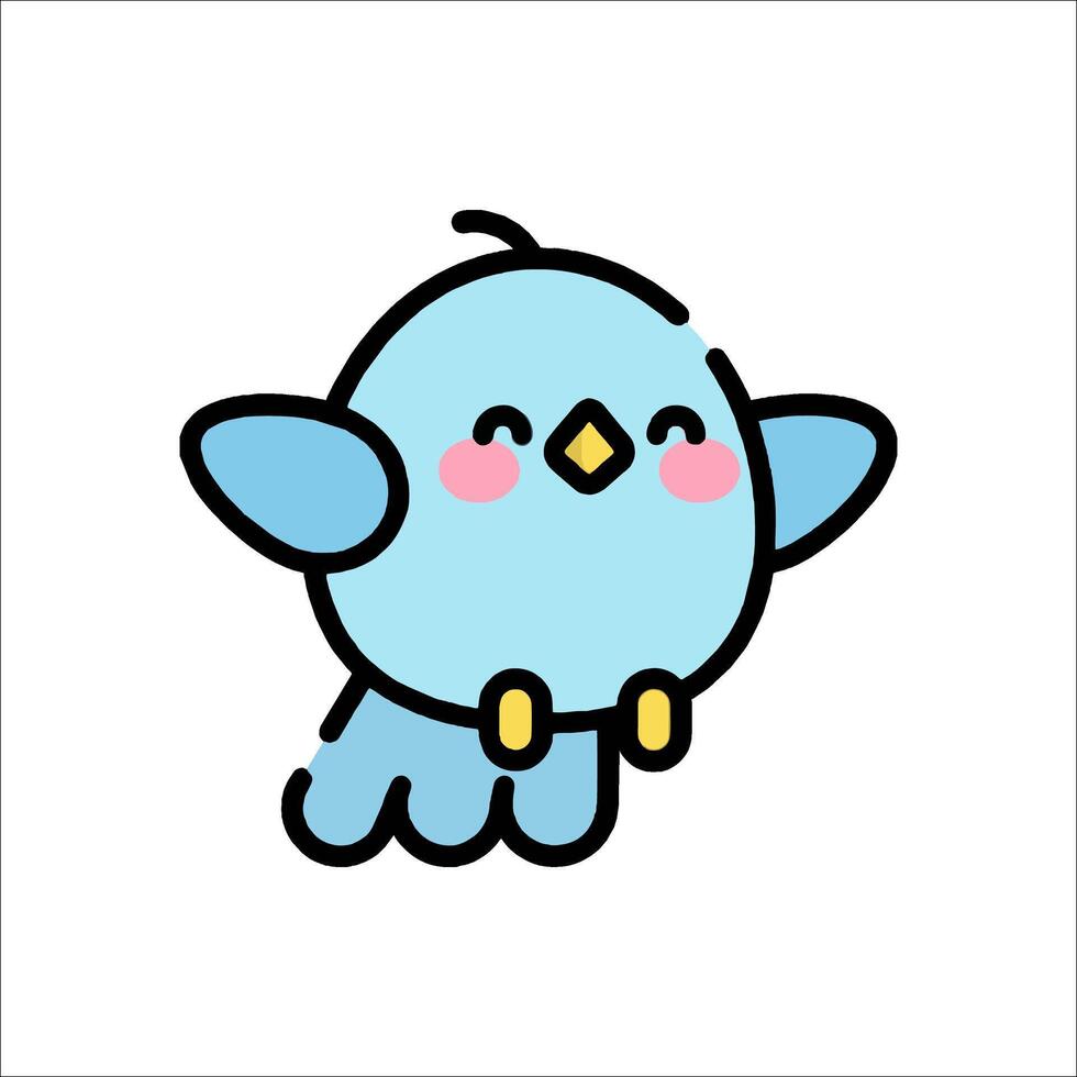 A cute blue bird with pink eyes and a pink nose vector