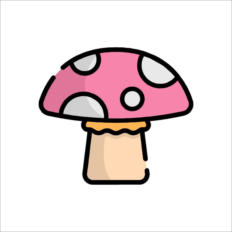 A pink mushroom with polka dots on it vector