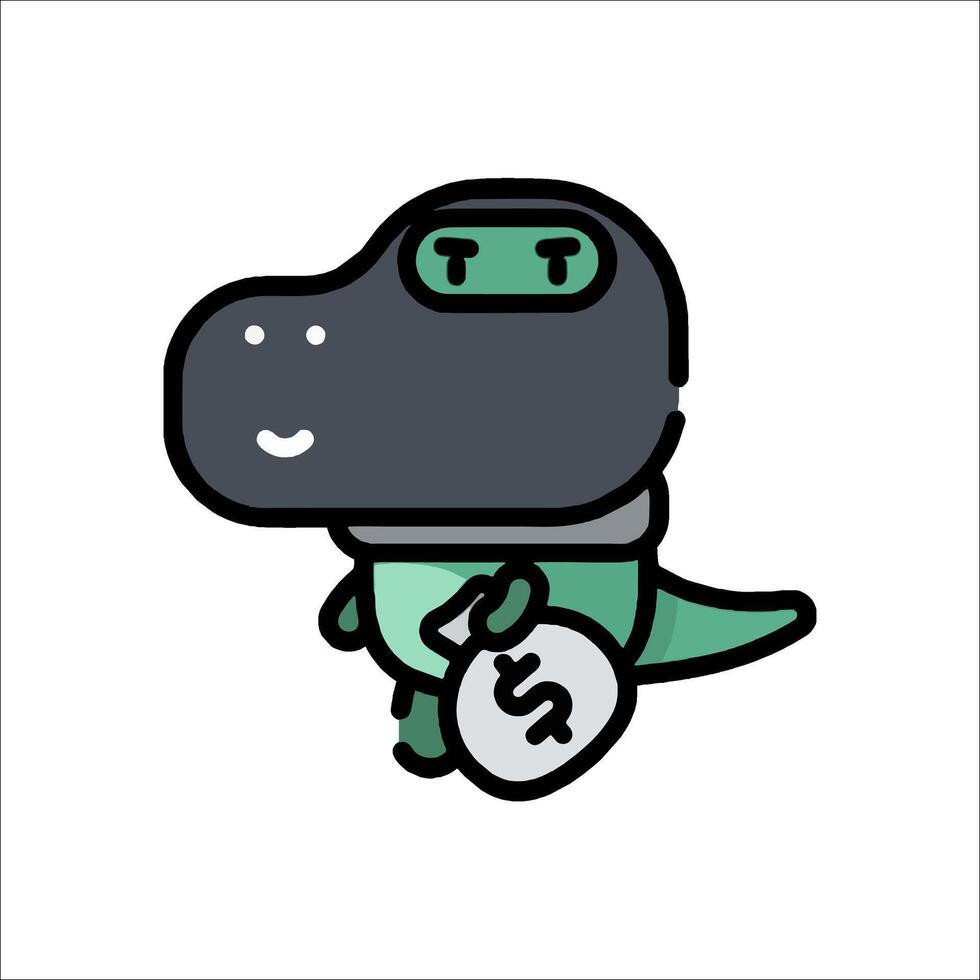 A cartoon dinosaur wearing a mask and holding money vector