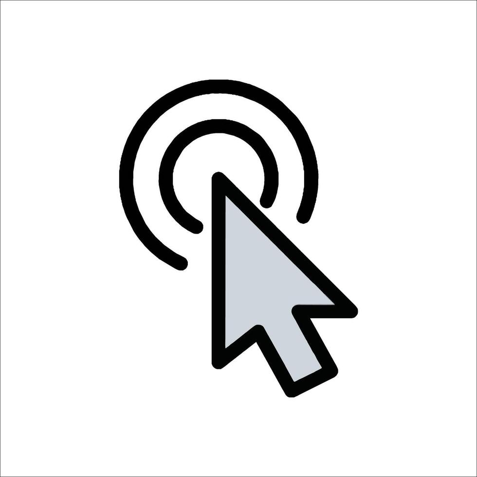 A mouse cursor pointing to a circle icon vector