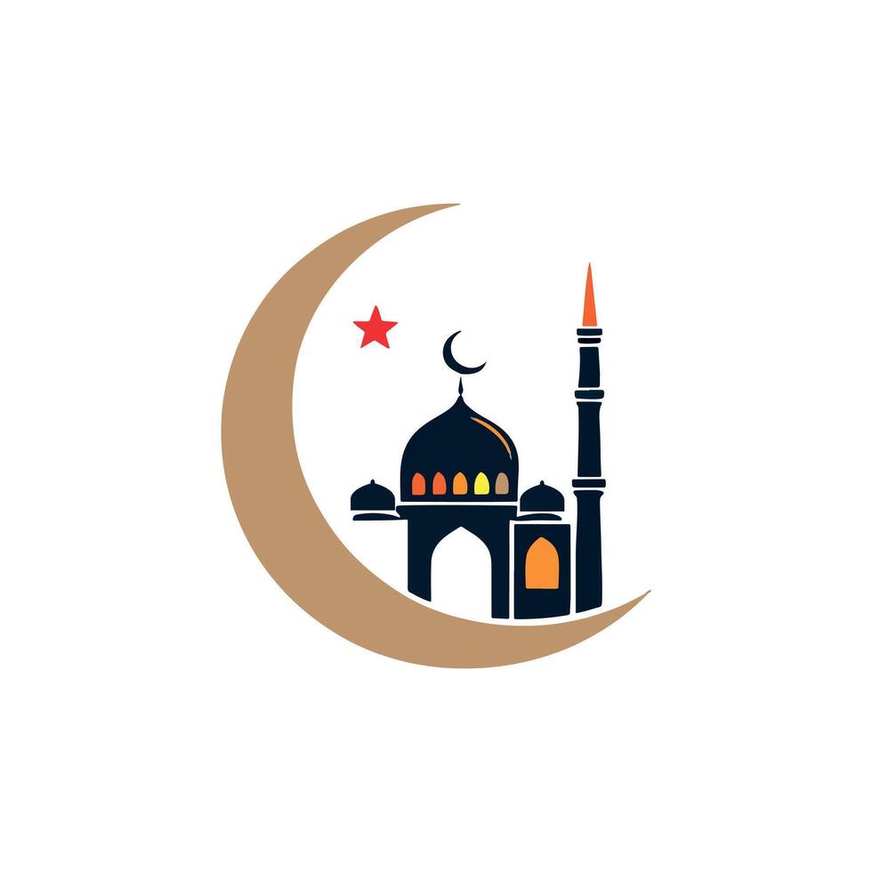 simple flat mosque icon design , mosque silhouette vector