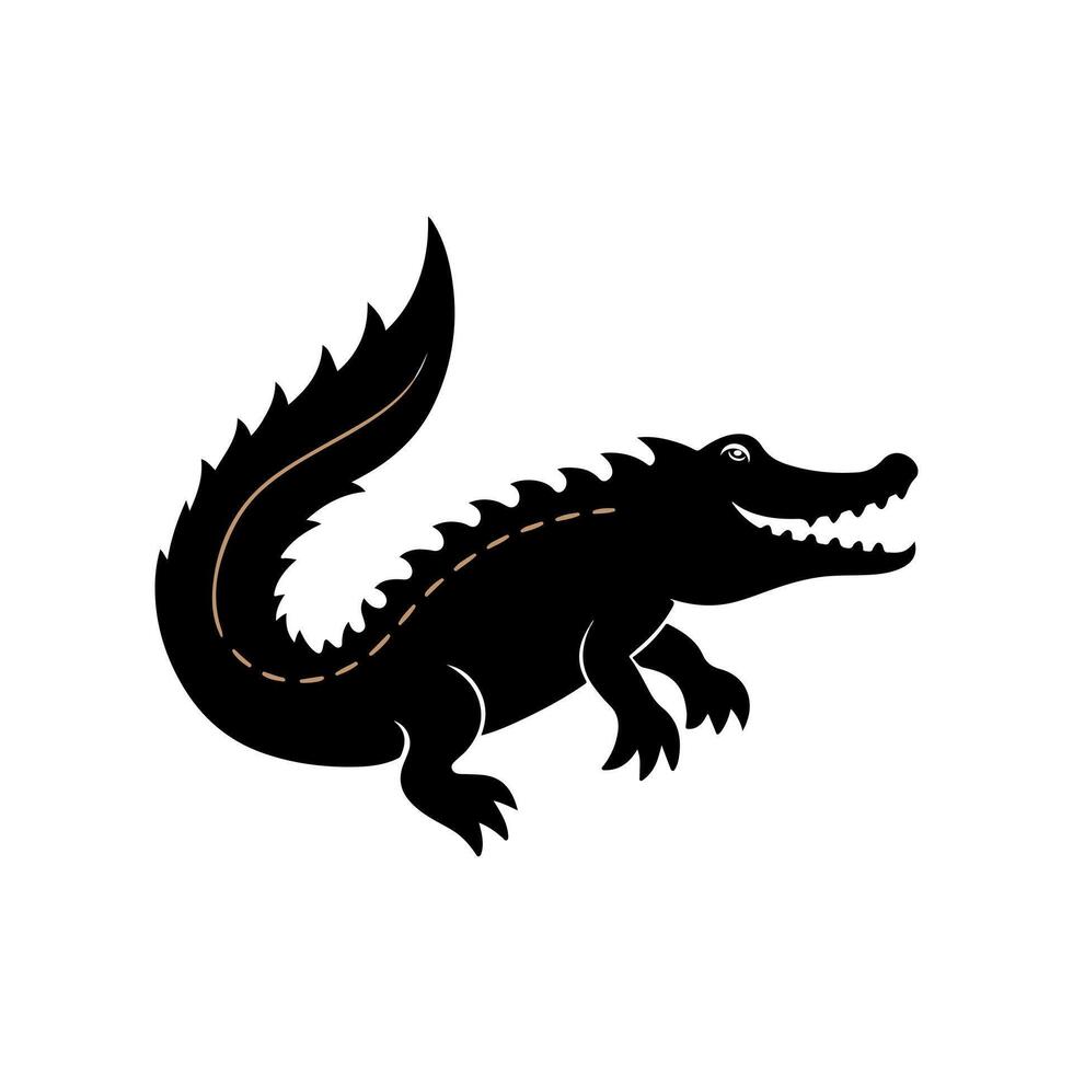 Crocodile and alligator silhouette icon vector