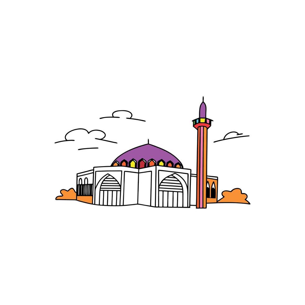 Beautiful mosque silhouette vectors illustration isolated on a white background