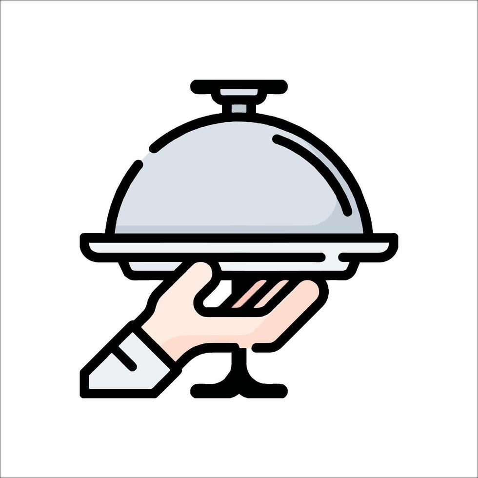 A hand holding a tray with a platter on it vector