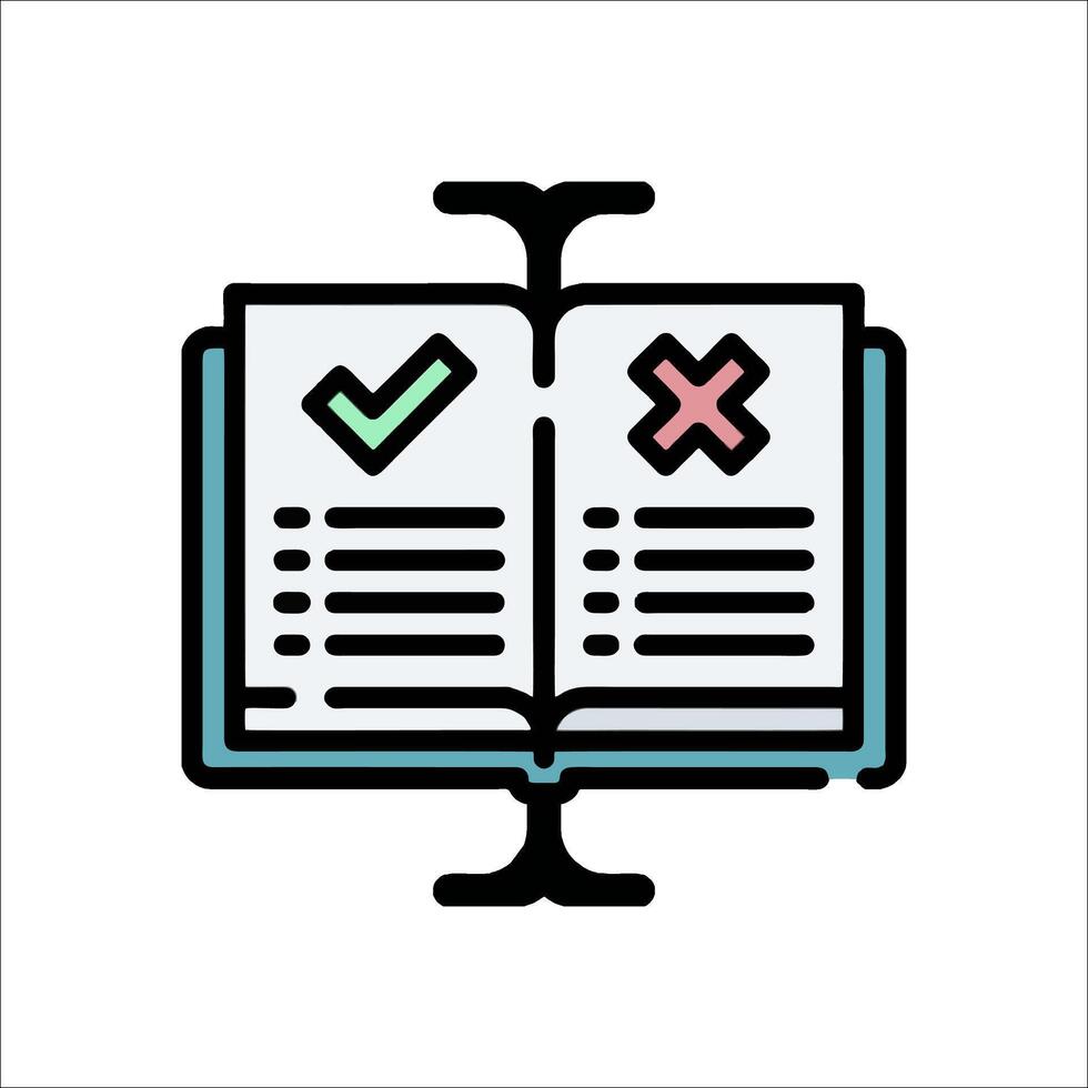 A book with a check mark on it and a pen vector