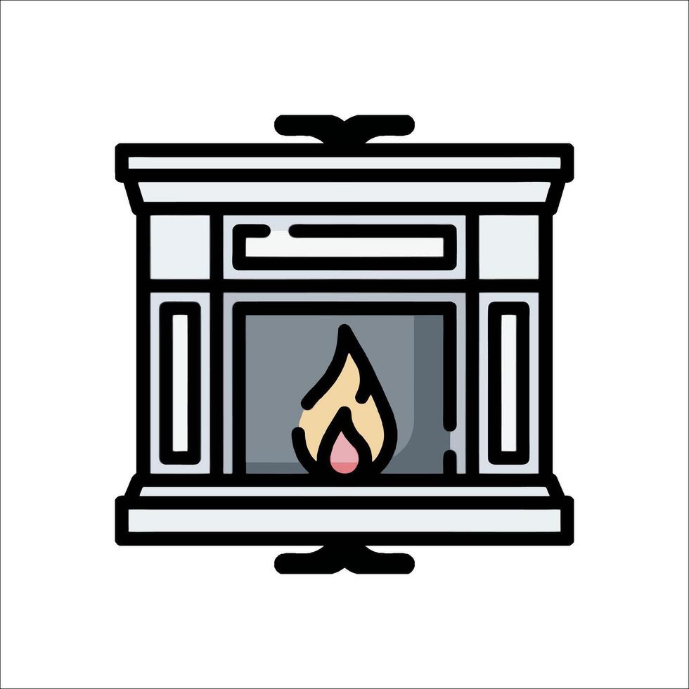 A fireplace with a burning log on it vector