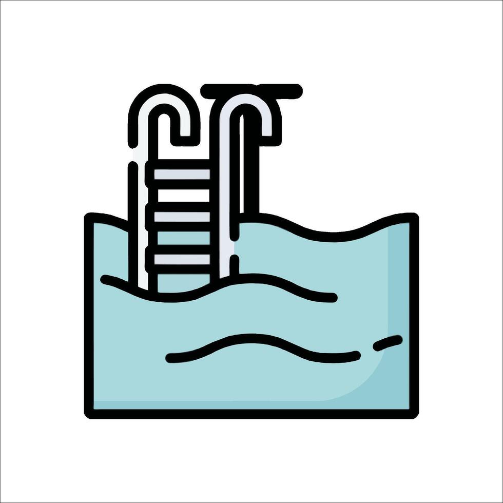 A swimming pool with a ladder and a ladder in the water vector