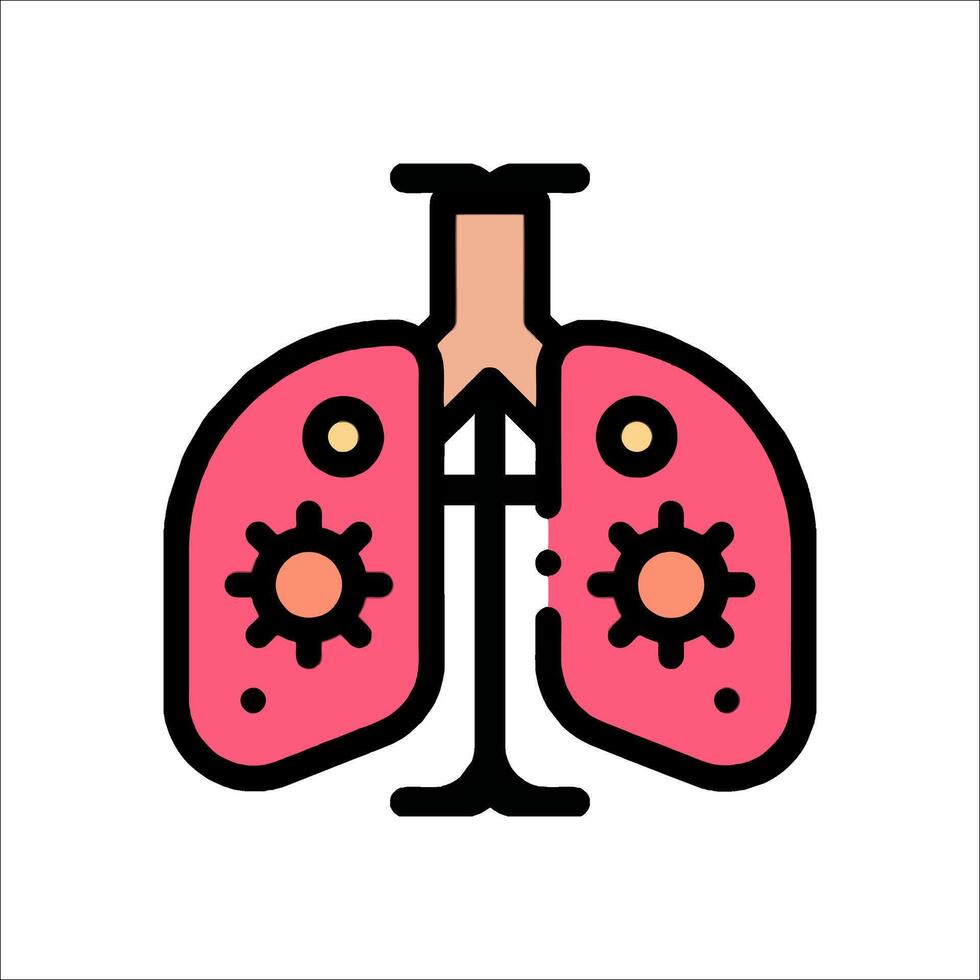 Lungs and gears icon, illustration vector