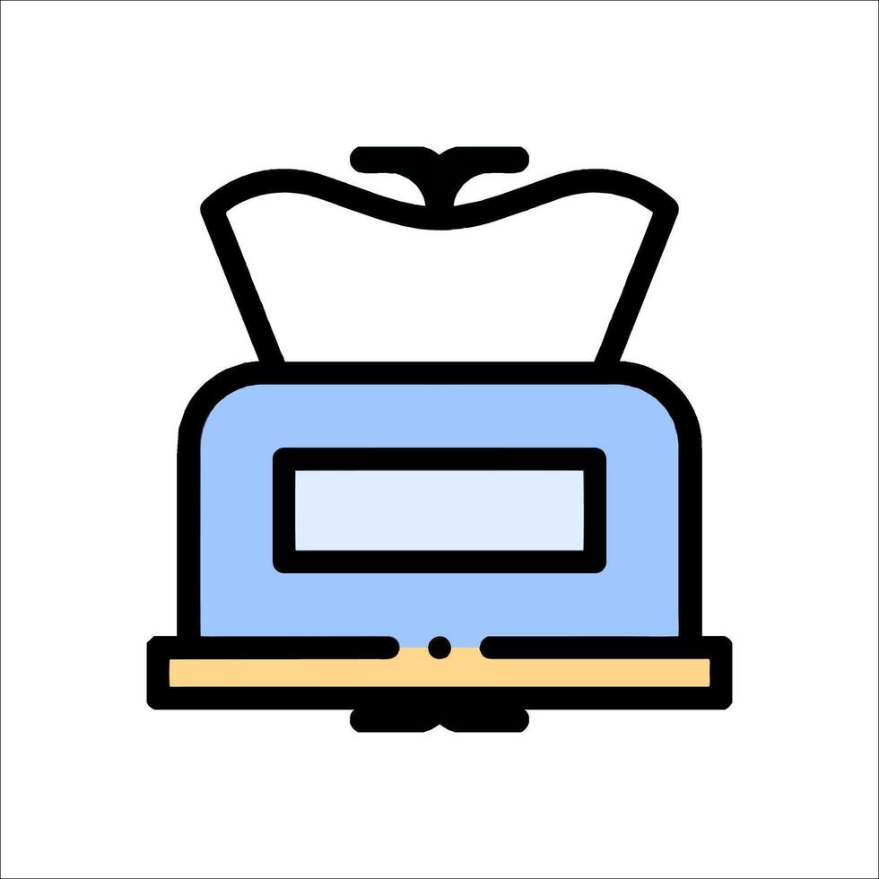 A blue and white icon of a toaster vector