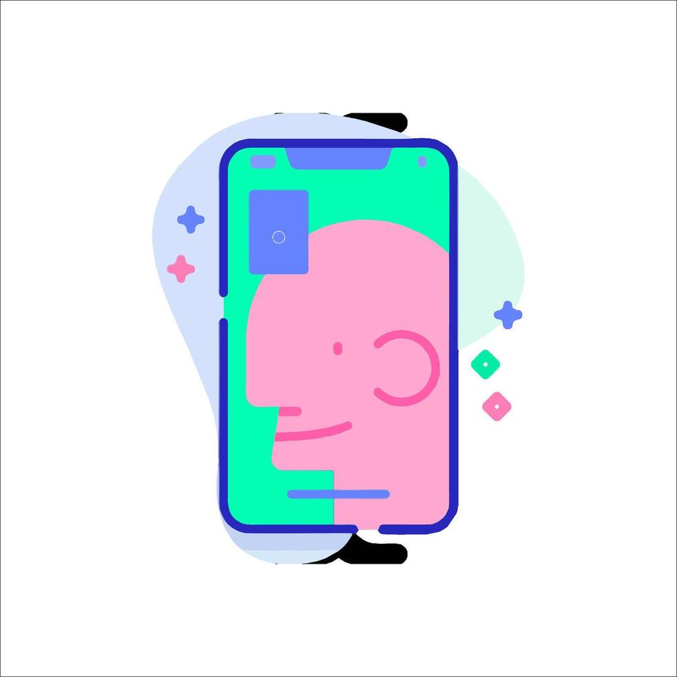 A cartoon man is looking at a phone screen vector