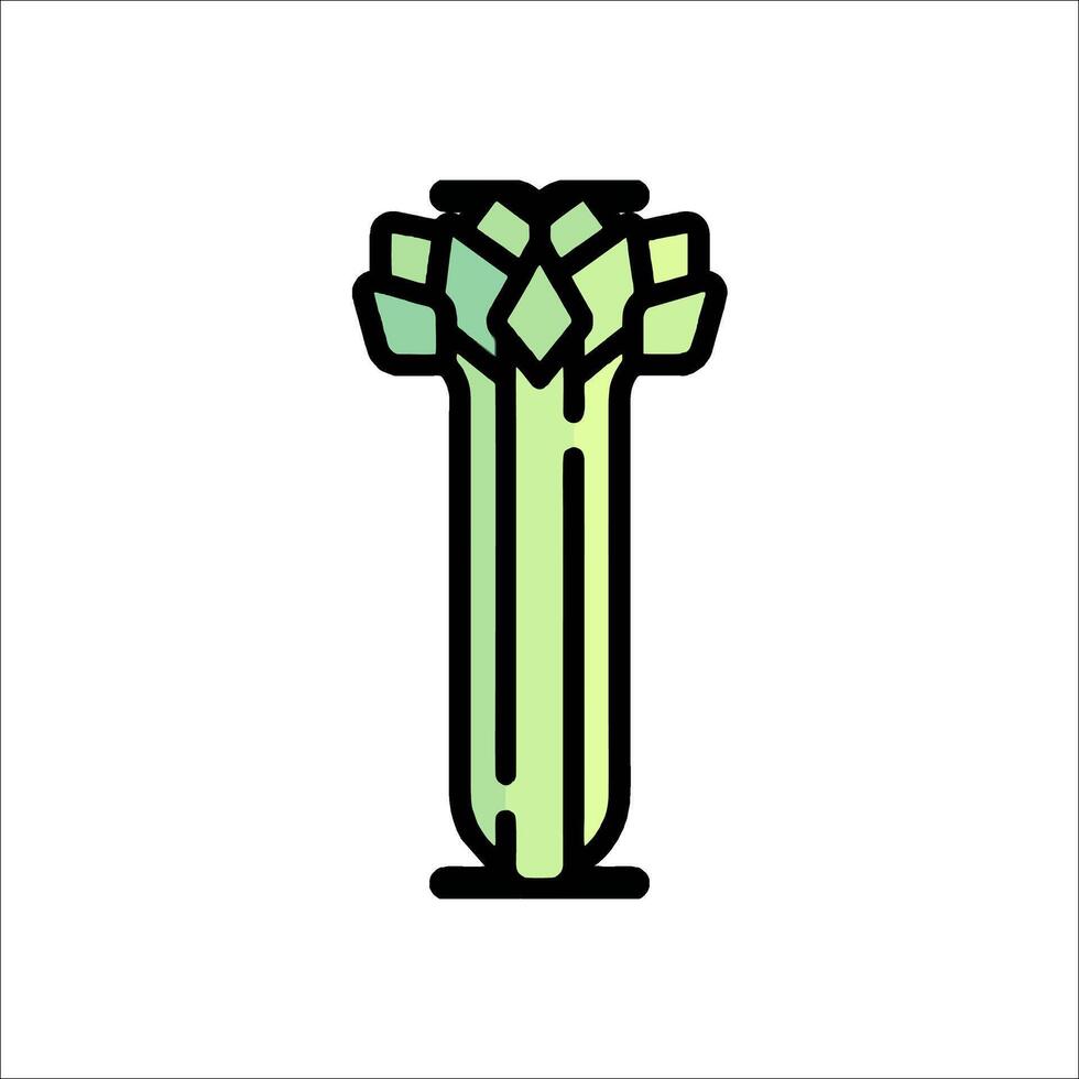 A green and black line drawing of a tall plant vector
