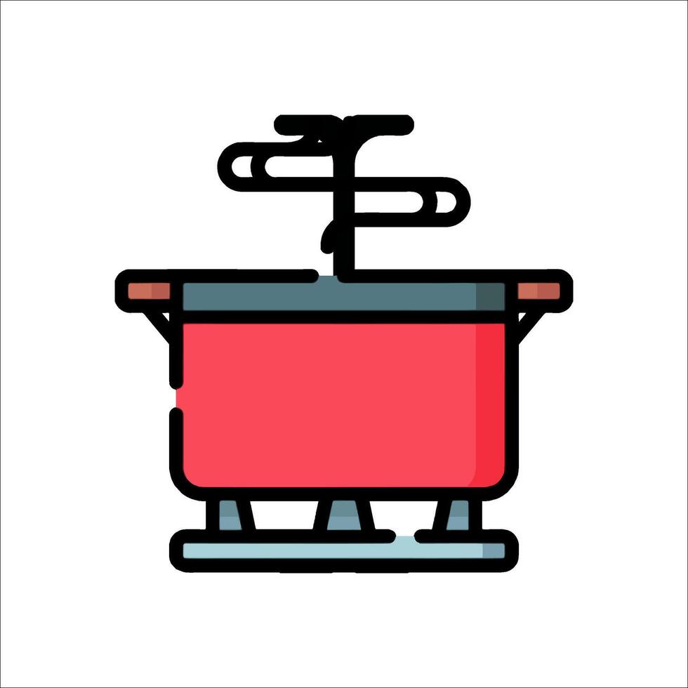 A red pot with a handle on top vector