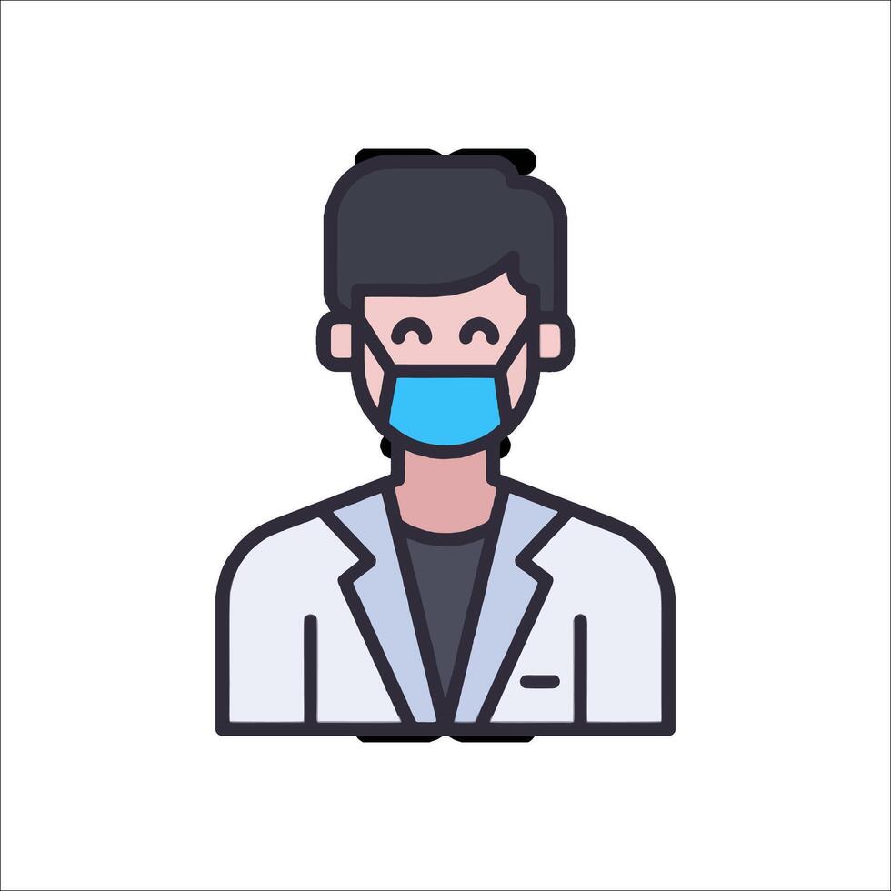 A man in a lab coat with a surgical mask vector
