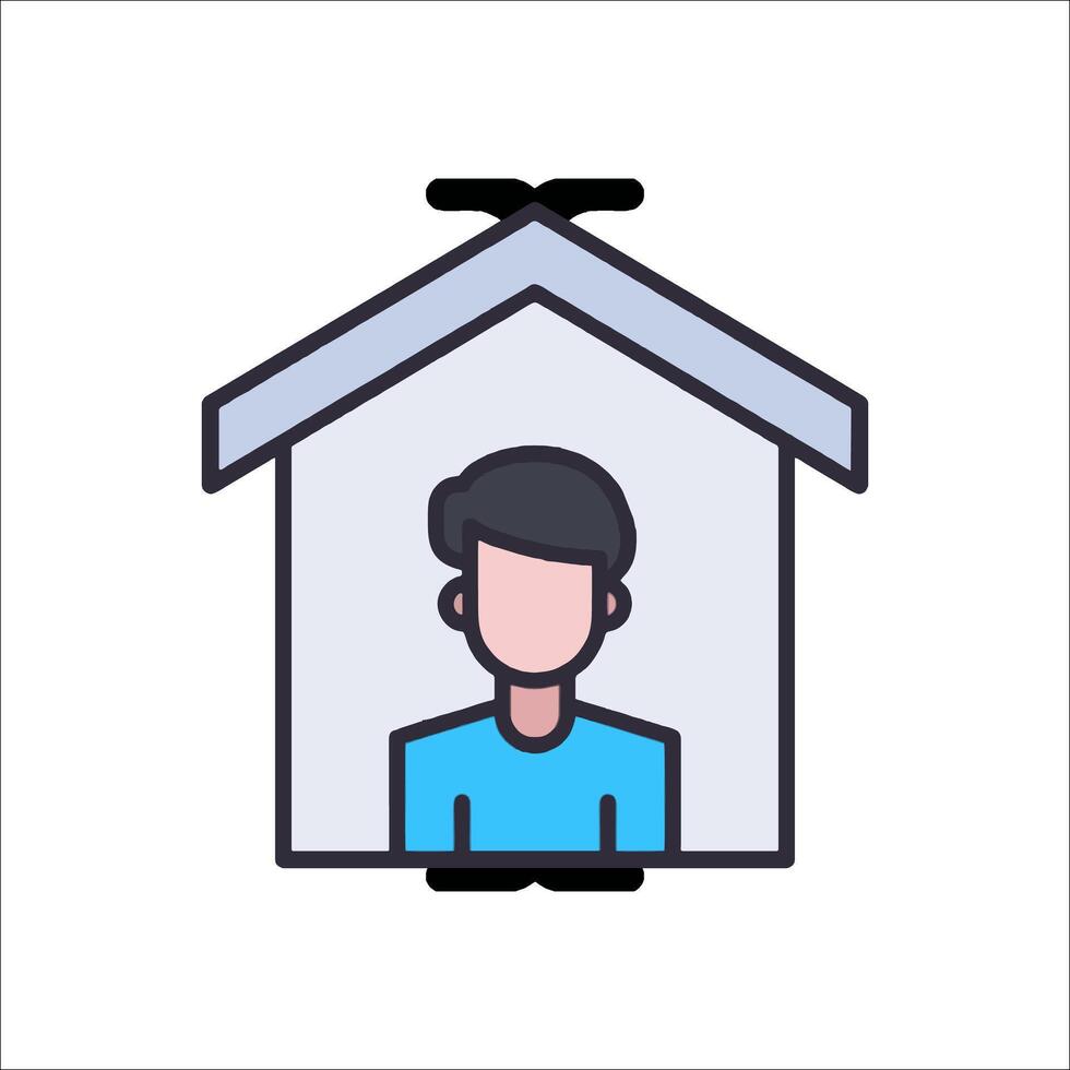 A man inside a house with a blue background vector