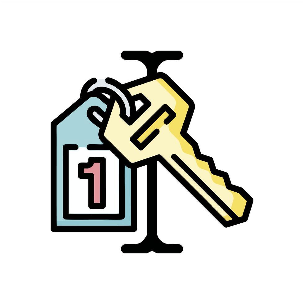 A key and a key ring with a number one on it vector