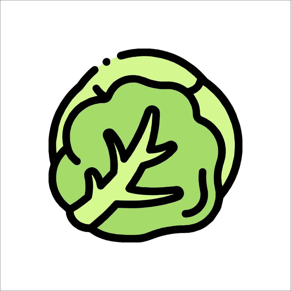 A green leafy vegetable icon in a line drawing vector