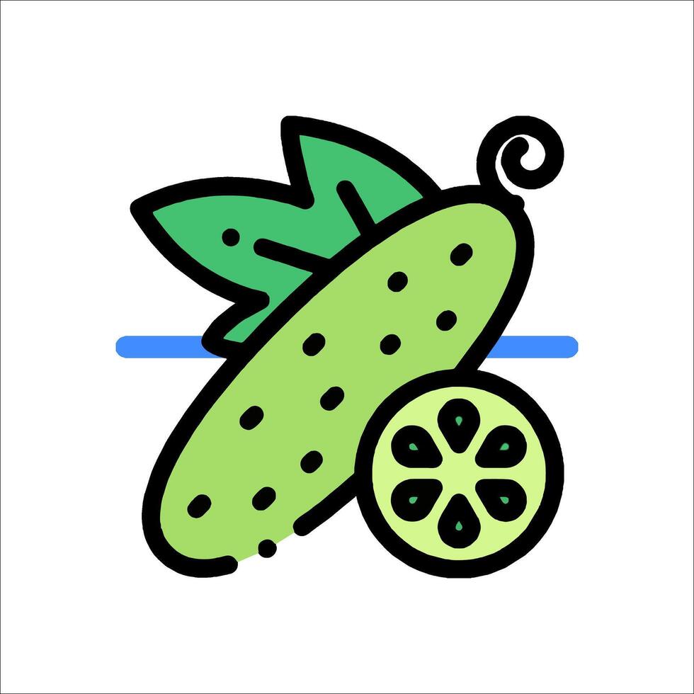 Pickle icon with a slice of cucumber and a leaf vector