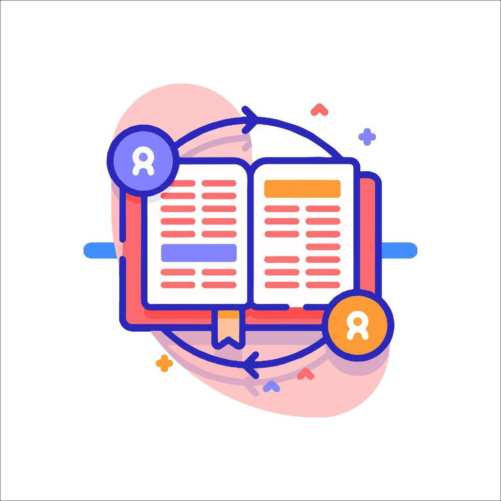 An open book with a book icon and a book icon vector