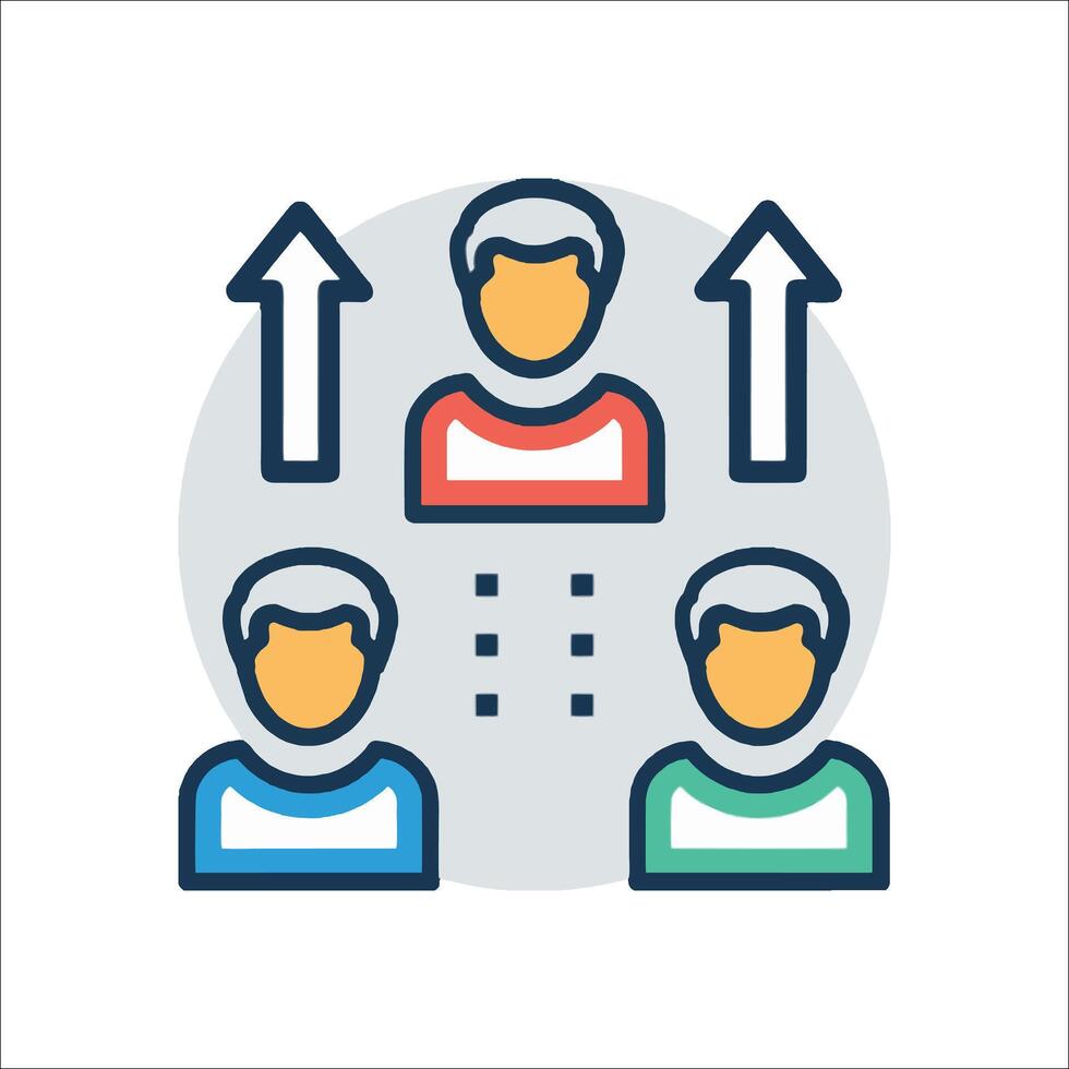 People in a circle with arrows pointing up and down vector
