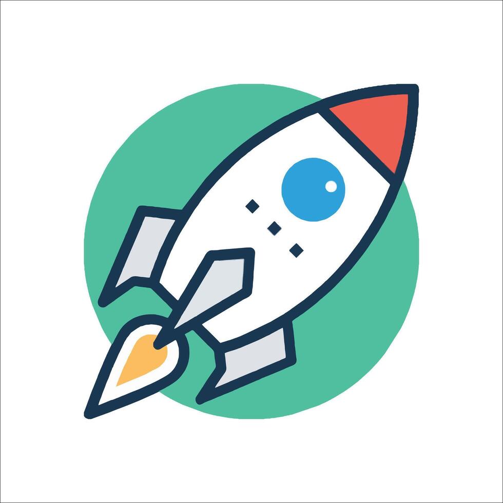 A rocket ship icon with a blue eye vector