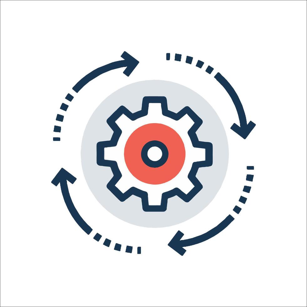 A gearwheel with arrows pointing to it vector