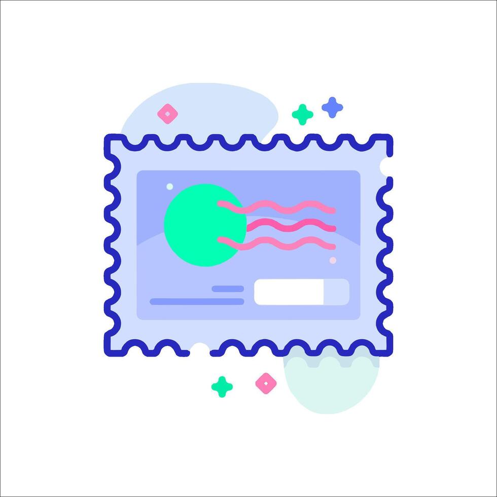 A postage stamp with a green and pink envelope vector