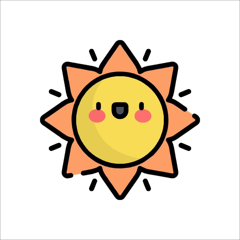 Cute sun icon with smiley face vector