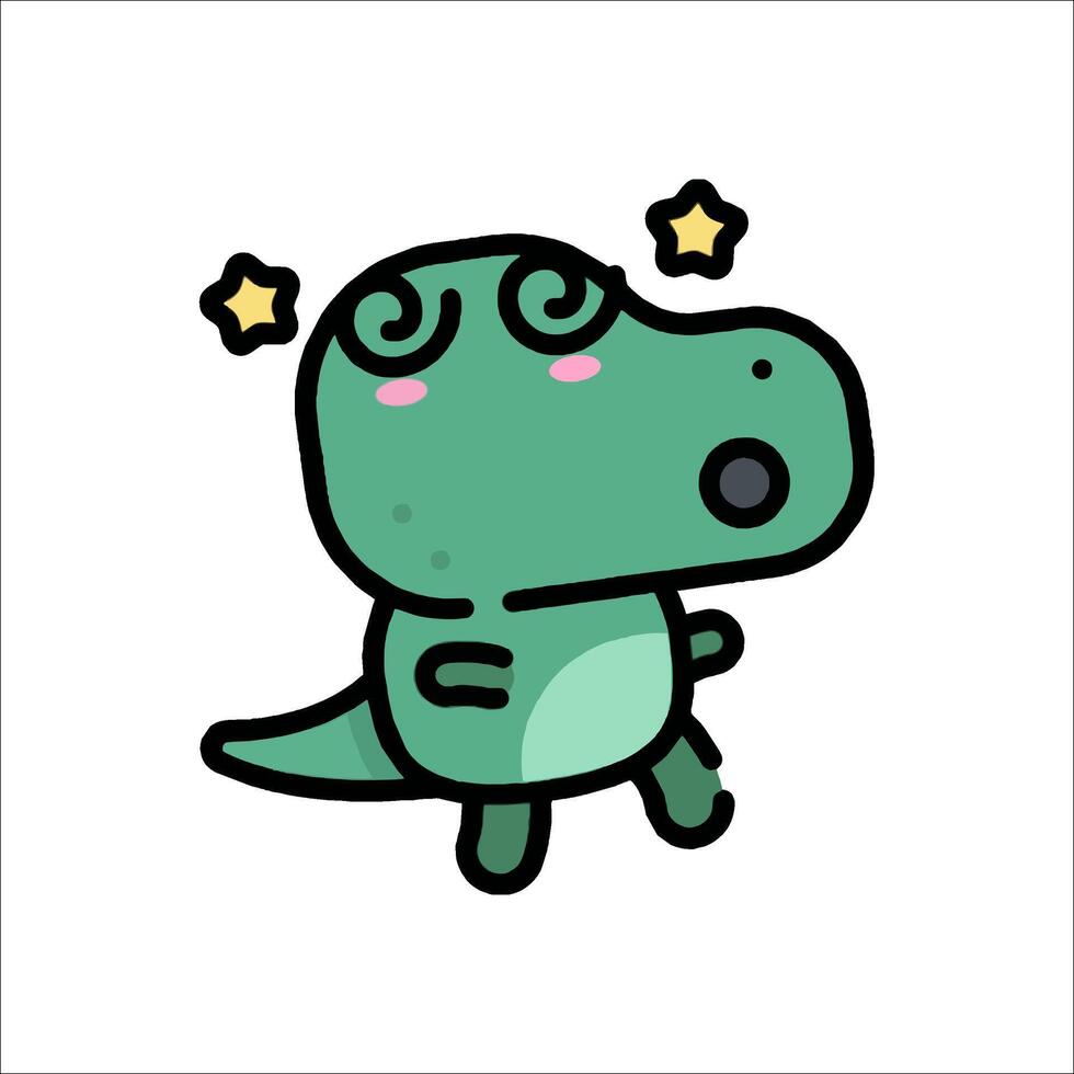 A cartoon dinosaur with stars on its head vector