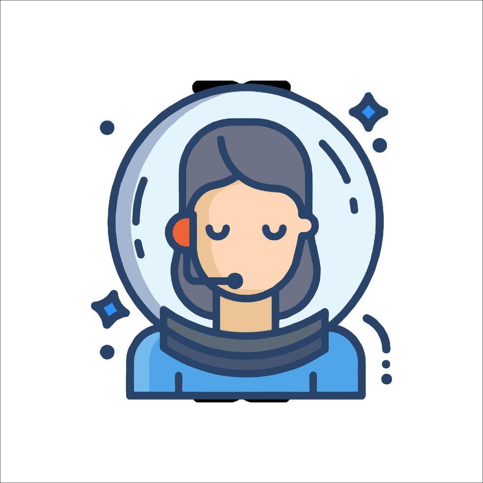 A woman in an astronaut helmet icon vector