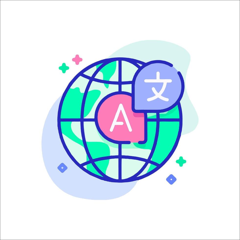 Global language learning icon vector