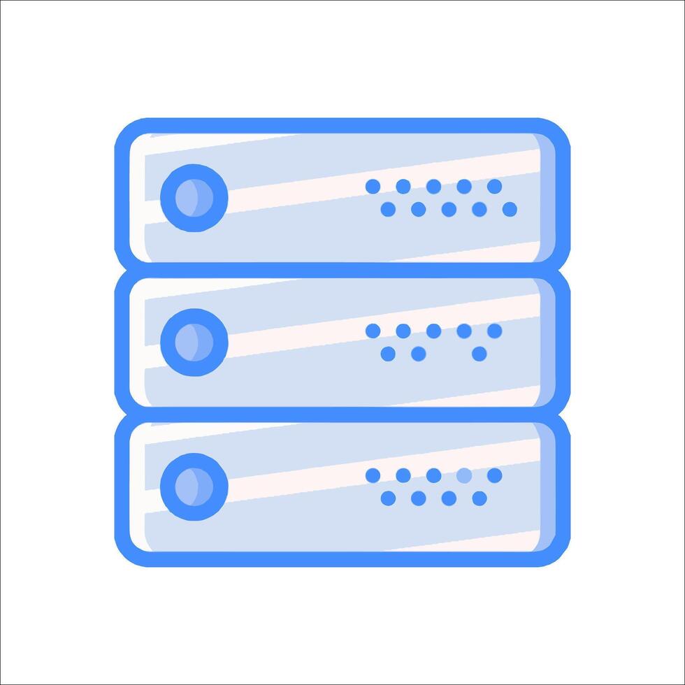 A stack of servers with blue dots on them vector