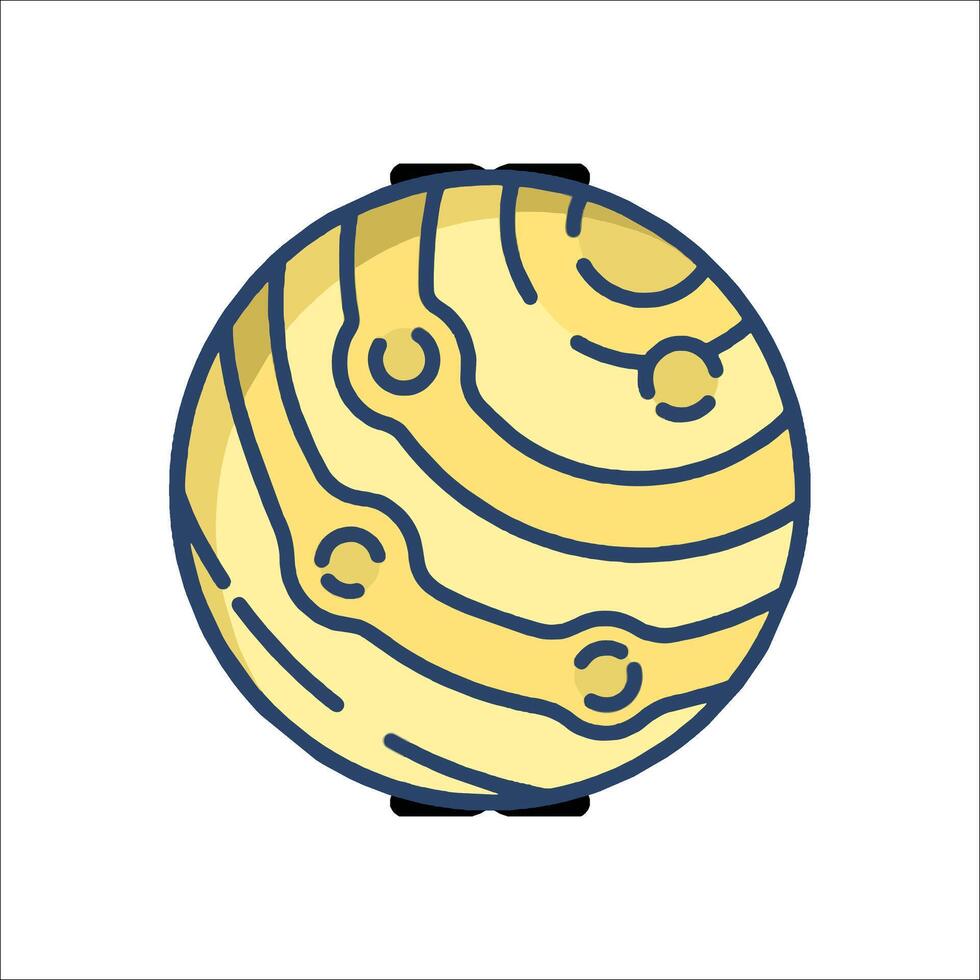 A cartoon planet with a yellow and blue outline vector
