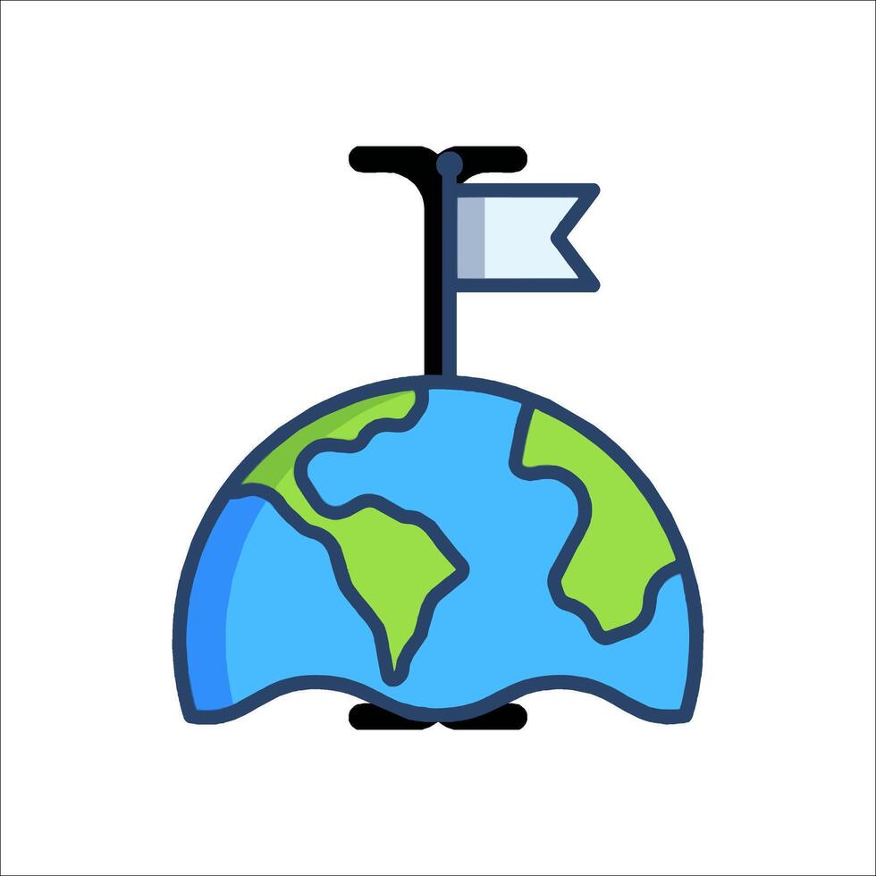 A globe with a flag on it and a pole vector