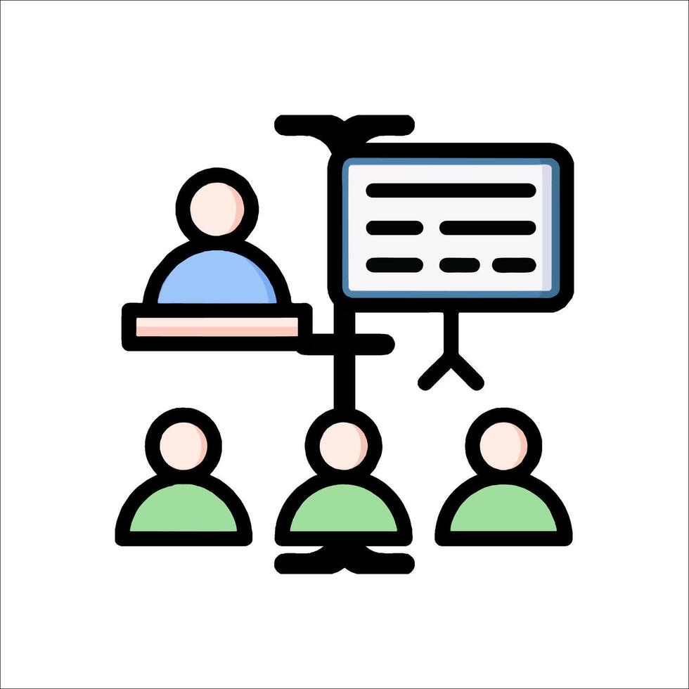 A meeting room with people sitting around a table vector