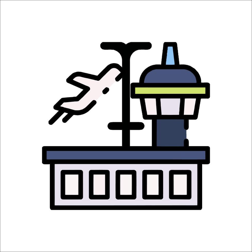 Airport control tower illustration vector