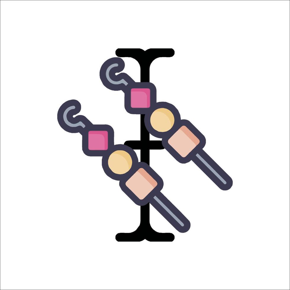 Two skewers with a wrench on them vector