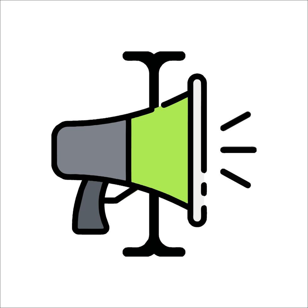 A green megaphone icon on a white background vector