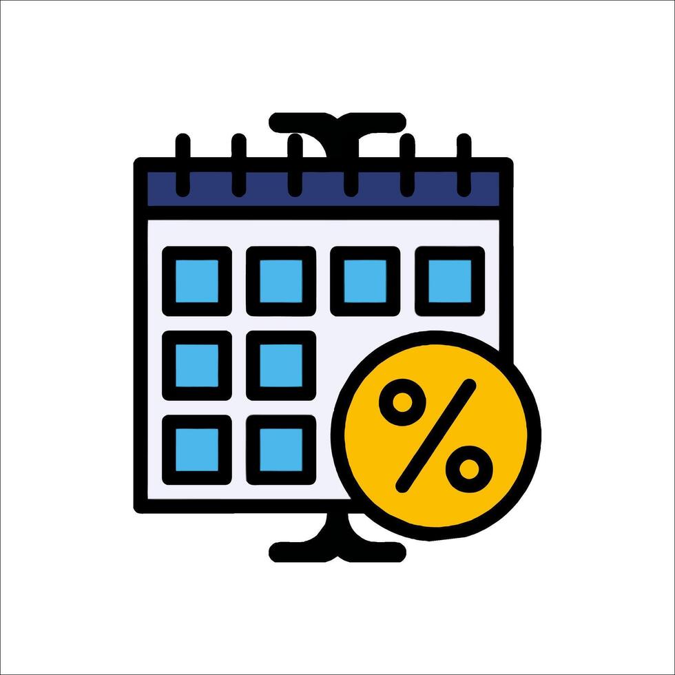 Calendar icon with percentage sign and calendar vector