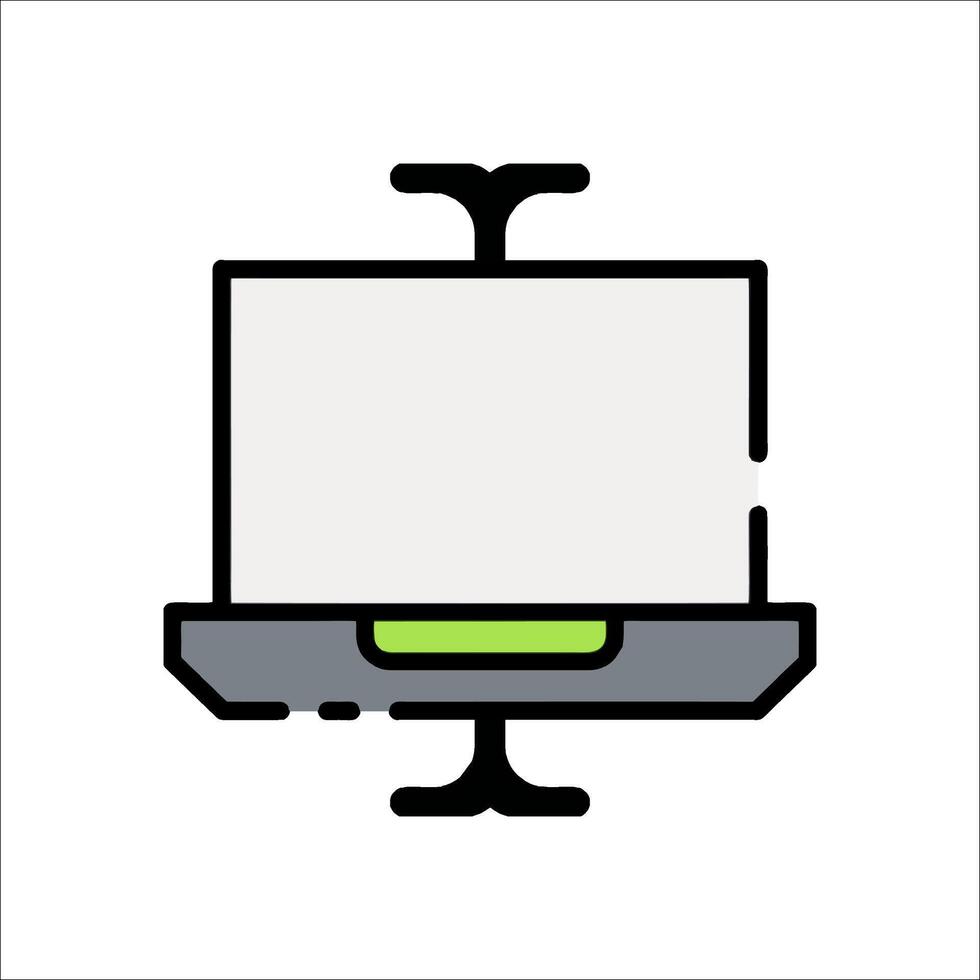 A laptop computer on a stand with a green light vector