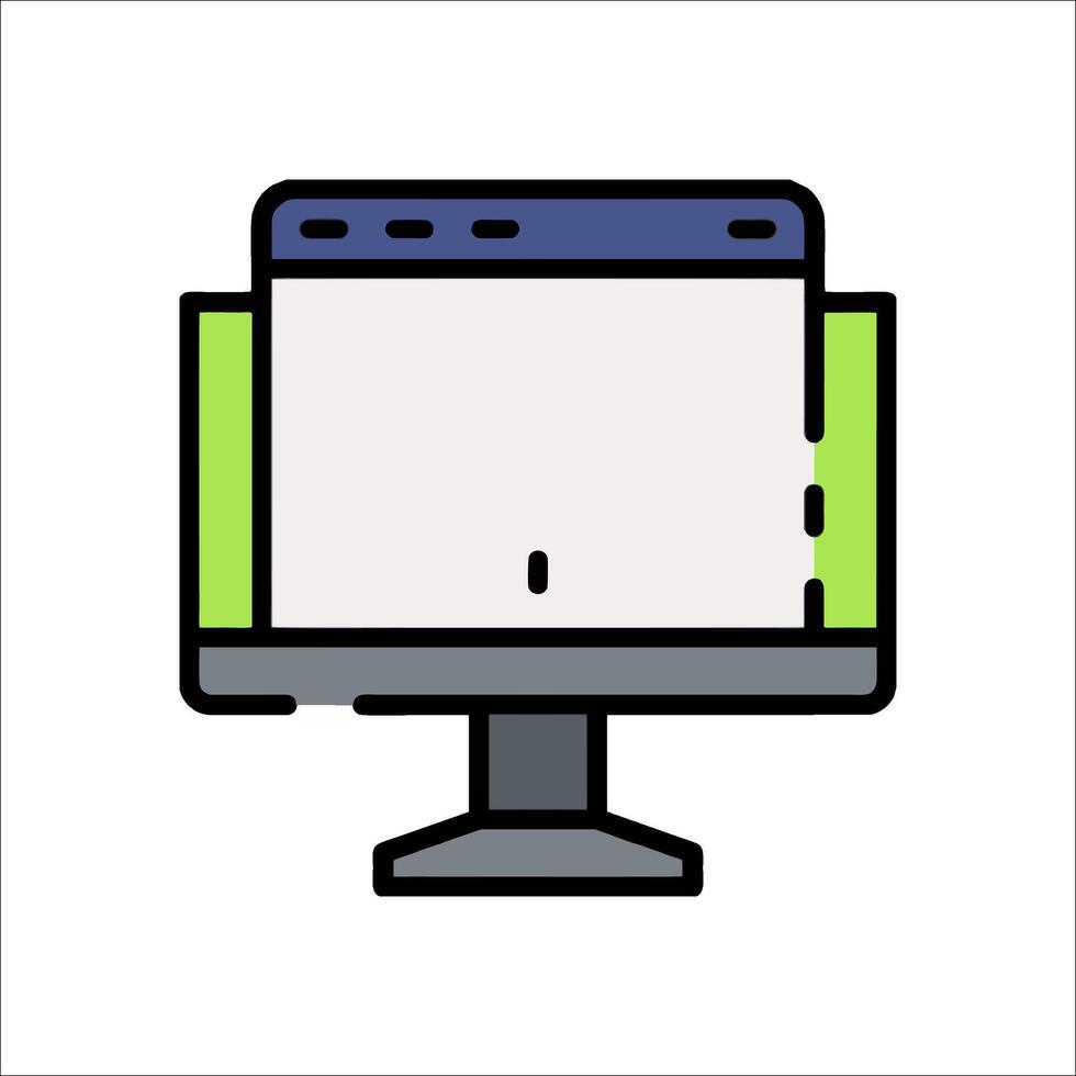 A computer monitor with a screen on it vector