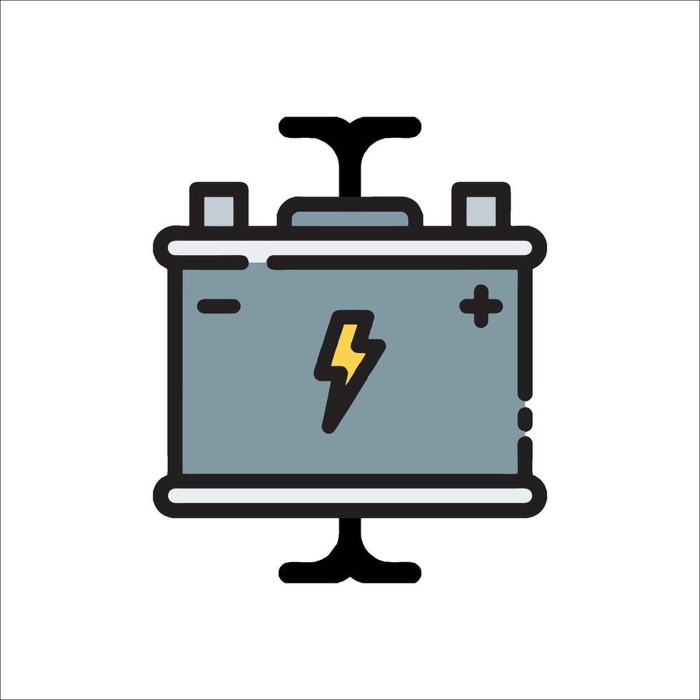 A car battery icon with a lightning bolt vector
