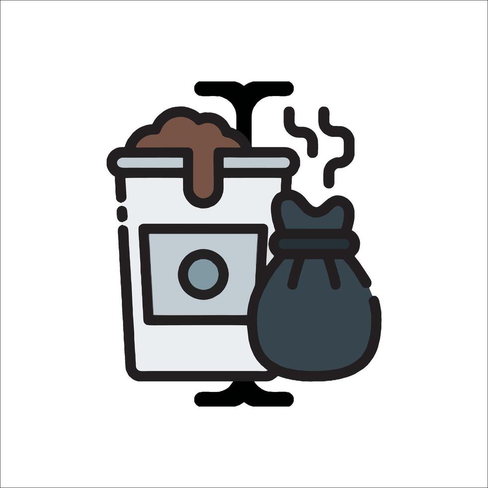 A coffee cup and bag of coffee on a white background vector