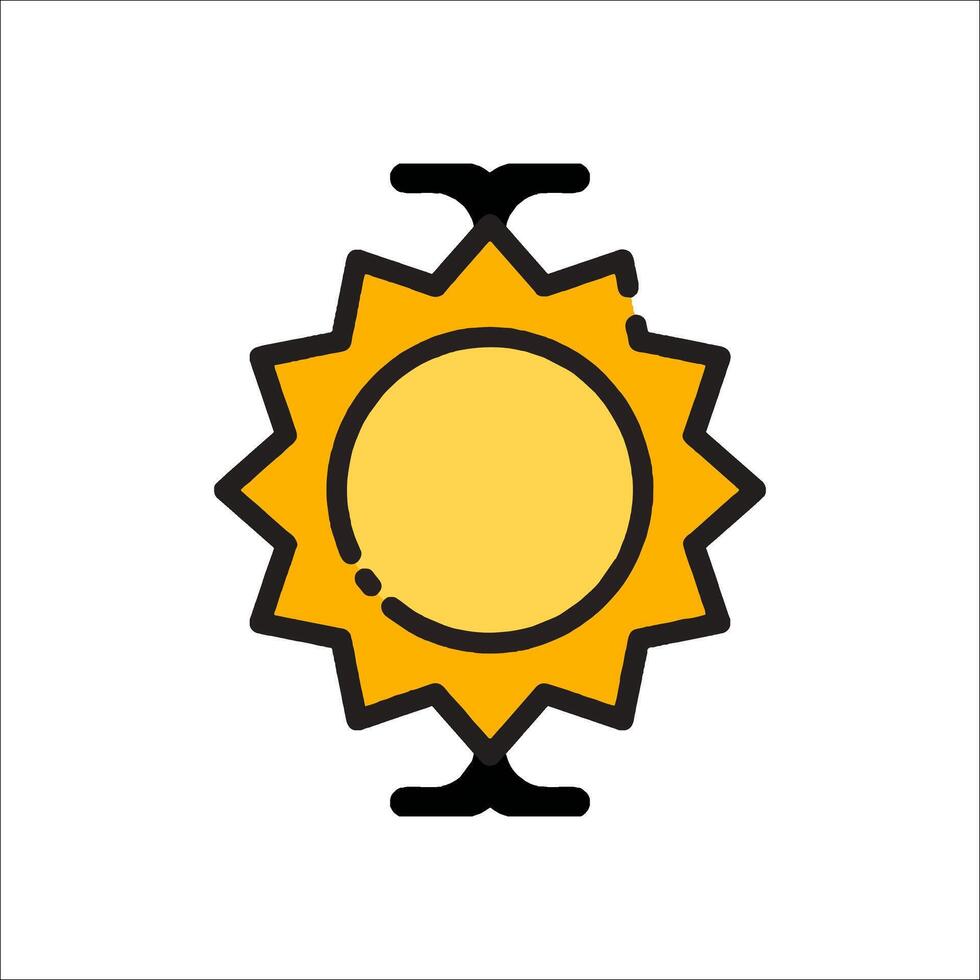 A yellow sun icon on a white background vector