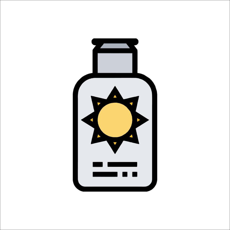 A bottle of sun lotion with a sun on it vector