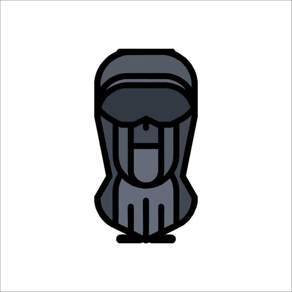 A black and white illustration of a man wearing a helmet vector