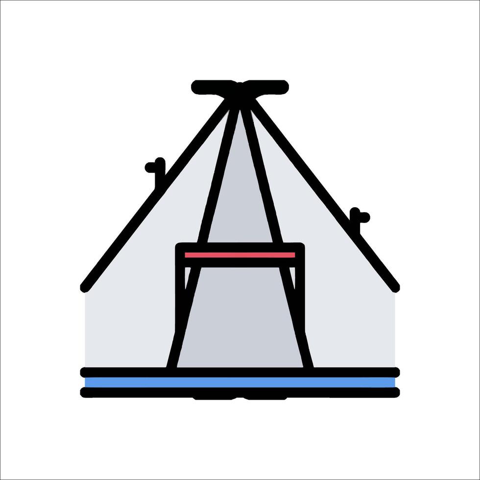 A tent with a roof and a ladder on top vector