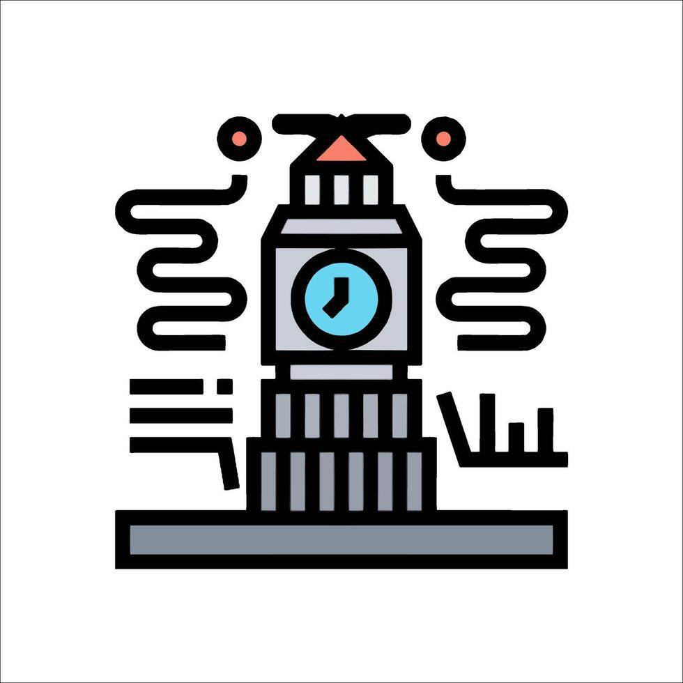 Big ben clock icon illustration vector
